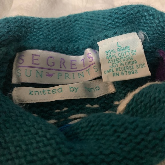 Segrets Sun Prints Womens L Hand Knit Sweater Geo Print - Picture 2 of 2